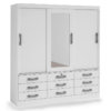 Guarda-Roupa Meridian 3 portas com espelho – Branco (PD/NT/RUF/LX)