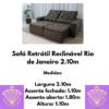 Sofá Retrátil e Reclinável Rio de Janeiro 2.10 de largura – Marrom (RN/PD)