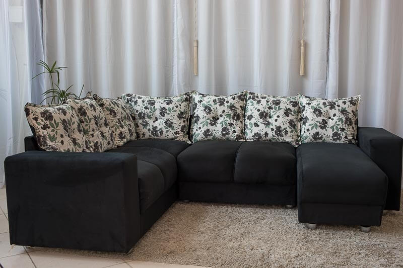 Conjunto 3×2 canto c/ Chaise- Ref. 5070 – Preto (SM/PD/LD/RN/RUF/LX) –  Cristal Móveis RJ – Loja de Móveis no Rio de Janeiro RJ