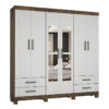 Guarda-Roupa Hercules 6 portas e 4 gavetas com espelho - IpêDemolição/Offwhite  (PD/RUF/RN/LD/MR/LX/LD)