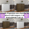 Cômoda 10 gavetas com chave Ref.: 06 LD