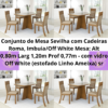 Mesa Sevilha. 4Cds Roma Ameixa Imbuia OffWhite Viero SR