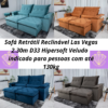 Sofá Retrátil Reclinável Las Vegas 2.30m D33 Hipersoft Veludo