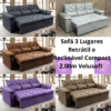 Sofá 3 Lugares Retrátil e Reclinável Compact 2,00m Velusoft  ALP