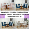 Mesa Pedro Mel Tampo Off 120×80 4 Cadeiras Lisboa Assento Veludo 501 Art Assento RF