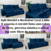 Sofá Retrátil e Reclinável Carol 2.60m Azul RF