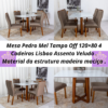 Mesa Pedro Mel Tampo Off 120×80 4 Cadeiras Lisboa Assento Veludo