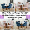 Mesa Pedro Mel Tampo Vidro Off 90×90 4 Cadeiras RF