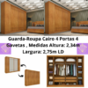 Guarda-Roupa Cairo 4 Portas 4 Gavetas Tcil – Cinamomo Flex LD