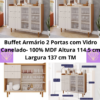 Buffet Armário com Vidro Canelado-100% MDF TM