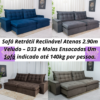 Sofá Retrátil Reclinável Atenas 2.90m Veludo – D33 e Molas Ensacadas