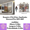 Roupeiro 3 Pts 8 Gav. Espelhadas Diamond Plus (RF)