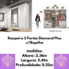 Roupeiro 3 Pts 8 Gav. Diamond Plus c/1Espelho (RF)