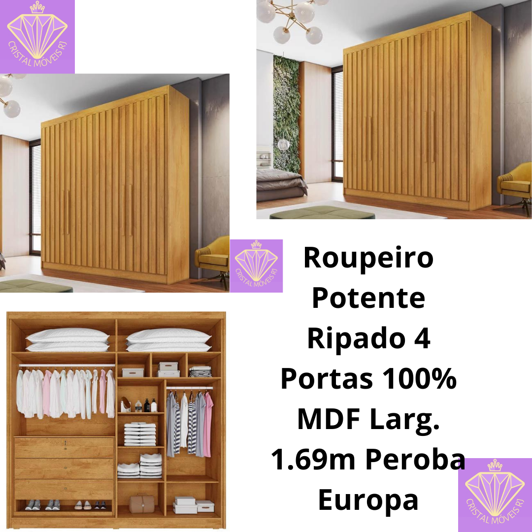 Guarda Roupa 4 Portas Ripado M…