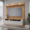 Rack Moema e Painel Speed Trend Ripado 100% MDF Off/Nature Permóbili RF