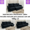 Sofá Retrátil e Reclinável REF 2030 2.80m – Preto Veludão LD