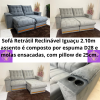 Sofá Retrátil Reclinável Iguaçu 2.10m – Cappuccino e Cinza Veludão LD