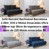 Sofá Retrátil Reclinável Barcelona 2.30m Veludo - D33 e Molas Ensacadas