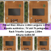 Rack Triunfo + Painel Riso Ripado Larg. 2.07m Cinamomo RF