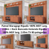 Painel Maragogi Ripado 100% MDF Larg. 2.30m Cinamomo + Rack Bancada Holanda Ripado 100% MDF larg. 2.05m Cinamomo Permobili RF