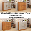 Cômoda Chicago 4 Gavetas e 1 Porta Larg. 1.04m  RF
