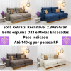Sofá Retrátil Reclinável 2.30m Gran Bello Veludo- D33 e Molas Ensacadas RF