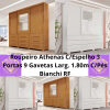 Roupeiro Athenas C/Espelho 3 Portas 9 Gavetas Larg. 1.80m C/Pés Bianchi