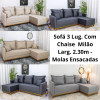 Sofá 3 Lug. Com Chaise Milão Larg. 2.30m- Molas Ensacadas