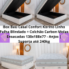 Box Baú Casal Prime Confort Korino Linho Palha Blindado - Issacar + Colchão Casal Carbon Molas Ensacadas 138x188x77 - Anjos | Suporta até 240kg