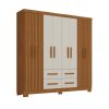 Roupeiro Itapema 8P4G com Pes Nogueira Madeira.Natura.Off White Atualle Moveis SR