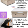 Box Baú Casal Prime Confort Korino Linho Palha Blindado - Issacar + Colchão Casal Airtech Springpocket