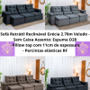 Sofá Retrátil Reclinável Grécia 2.70m Veludo - Sem Caixa RF
