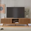 Rack Bancada Fortaleza C/Detalhe Ripado Larg. 2.18m Freijó Para TV's até 75 Polegadas - Colibri RF