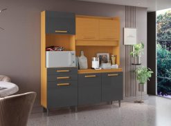 Kit Cozinha Selena 6P2G Cinamomo.Branco Tx Aramoveis SR