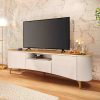 Bancada Elara 2.0  TVs até 80 Off White/Cinamomo HB Moveis