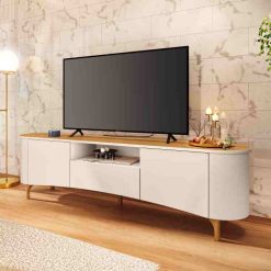 Bancada Elara 2.0  TVs até 80 Off White/Cinamomo HB Moveis