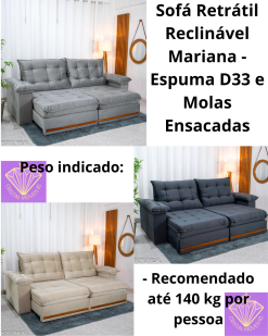 Sofá Retrátil Reclinável Mariana 2.30m Veludo D33 e Molas Ensacadas RF