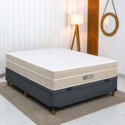 Colchão Casal Airflex Molas Ensacadas + Base Box Baú Casal Carioca Sued Cinza 138x188x70 Blindado - Bioflex | Suporta até 240kg - Imagem 4