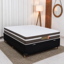 Colchão Casal Classic Molas Ensacadas + Base Box Baú Casal Carioca Sued Preto 138x188x62 Blindado - Bioflex | Suporta até 240kg - Imagem 4