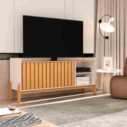Rack Rubi Ripado 1.36 Off White/Nature Giga Moveis TVs até 50 SR
